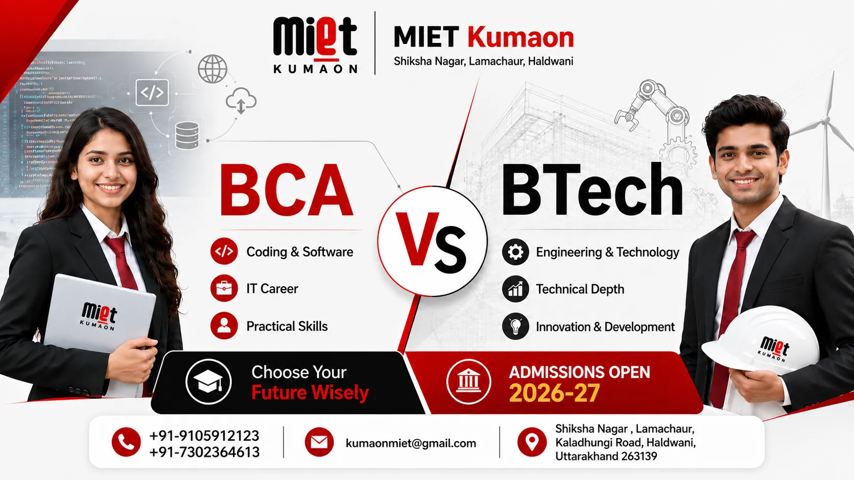 BCA vs BTech career comparison after 12th